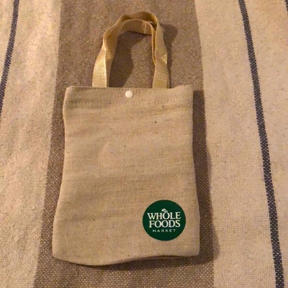 Whole Foods🍏Super Cute Small Canvas Tote Bag W/Handles+Middle Snap Closure - Picture 1 of 1